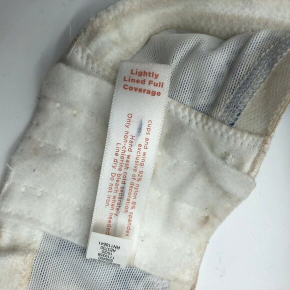 Cacique Lightly Lined Full Coverage Bra White & Blue Paisley Print 46DD - Picture 4 of 4